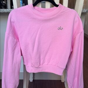 ALO Yoga Sweet Pink Cropped Crewneck Top